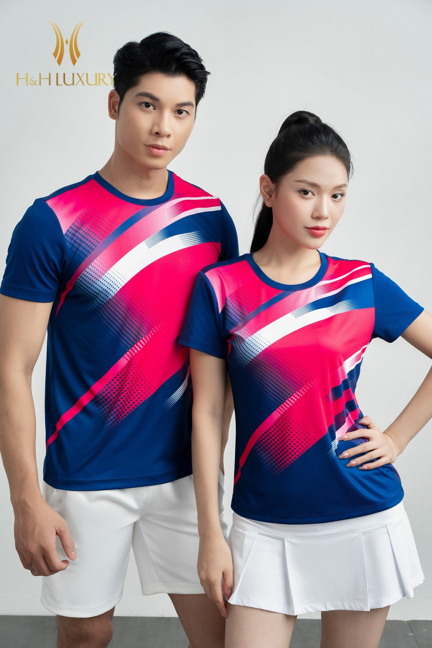 ÁO PRONING NỮ MÀU NAVY PHỐI HỒNG IN CHUYỂN NHIỆT