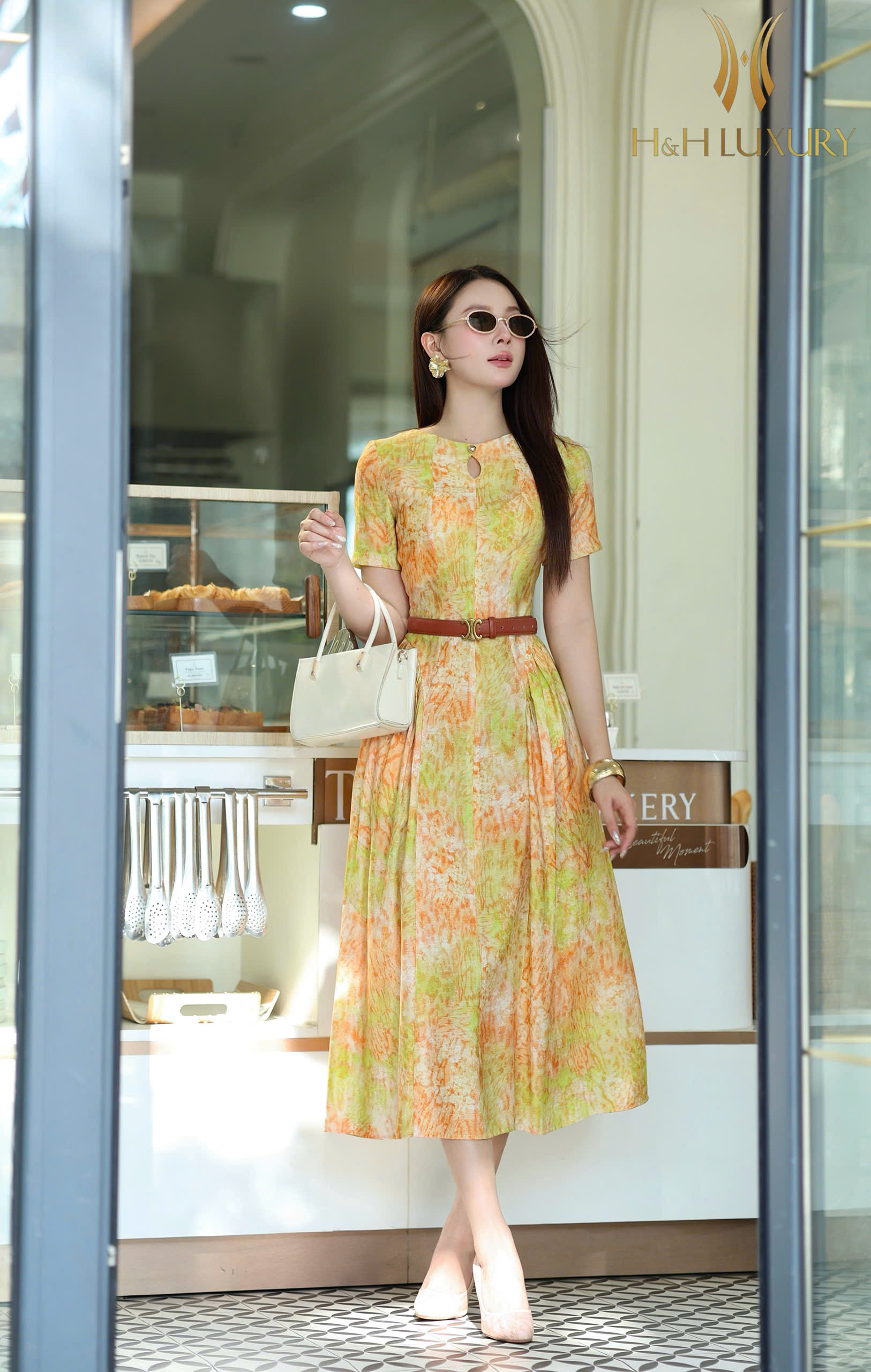 ĐẦM LINEN ĐŨI TRÚC CỐM CAM