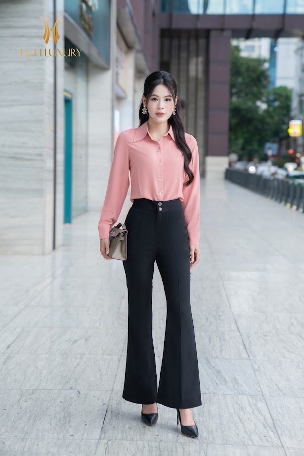 ÁO SƠ MI LỤA HỒNG ĐỖ CỔ ĐỨC