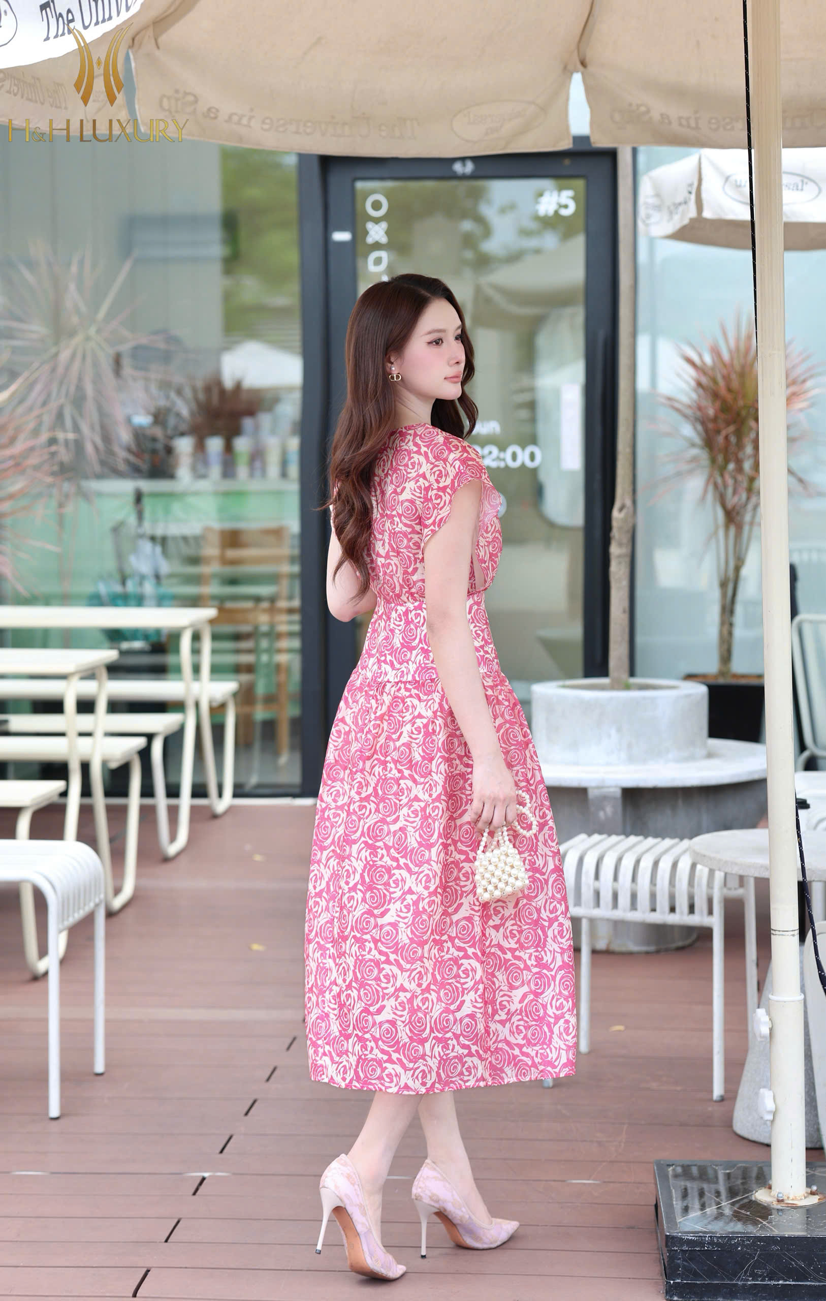 ĐẦM TẰM HỒNG VINTAGE TAY LIỀN