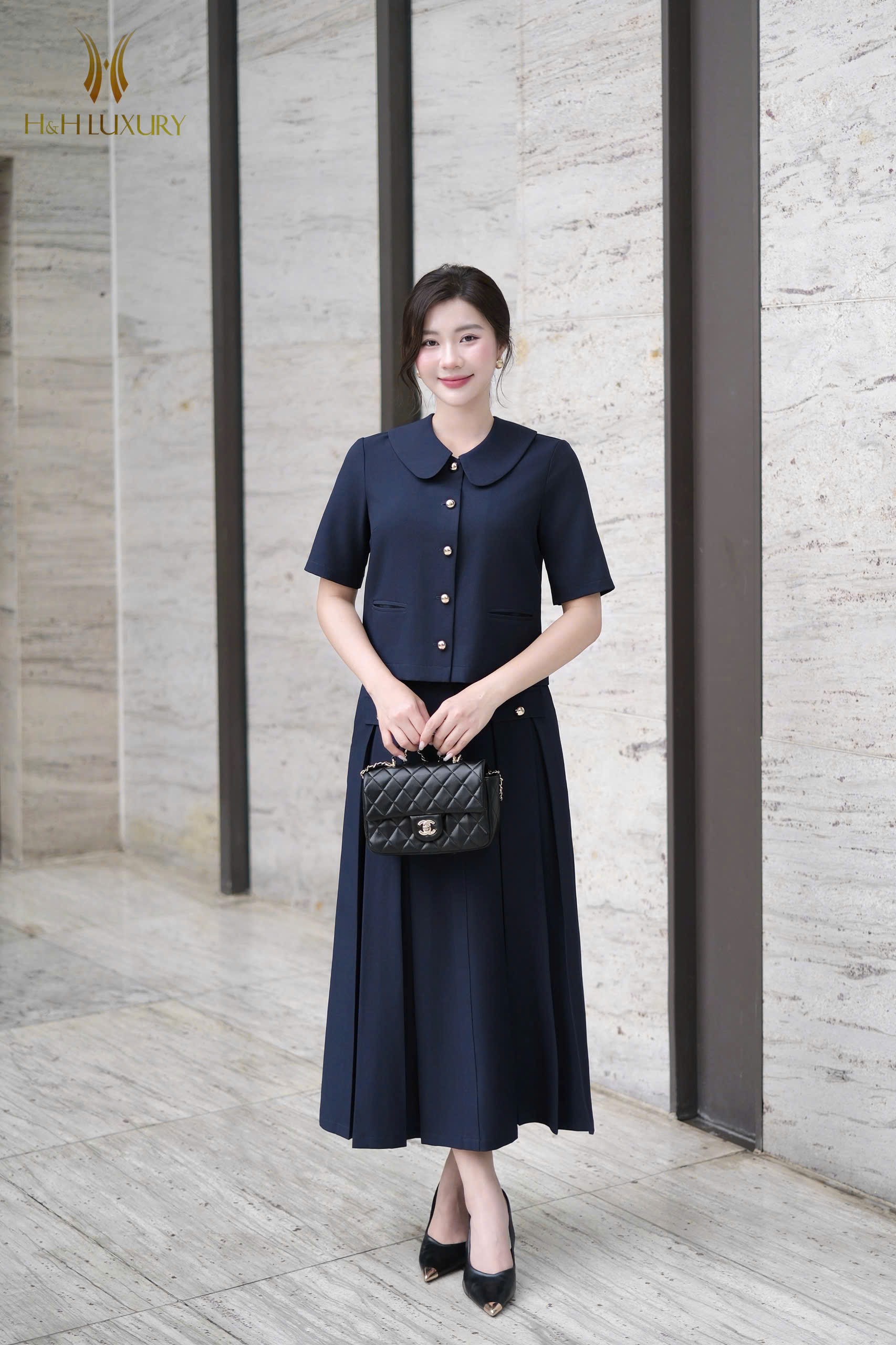 ÁO KÍ GIẢ XANH NAVY ĐÍNH CÚC