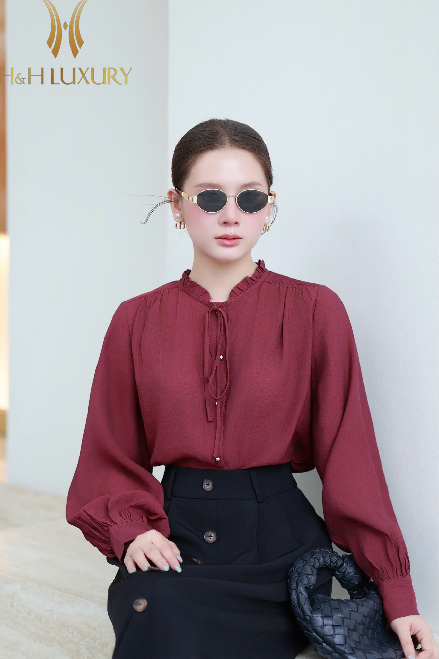 ÁO SƠ MI LINEN ĐỎ BURGUNDY TAY DÀI