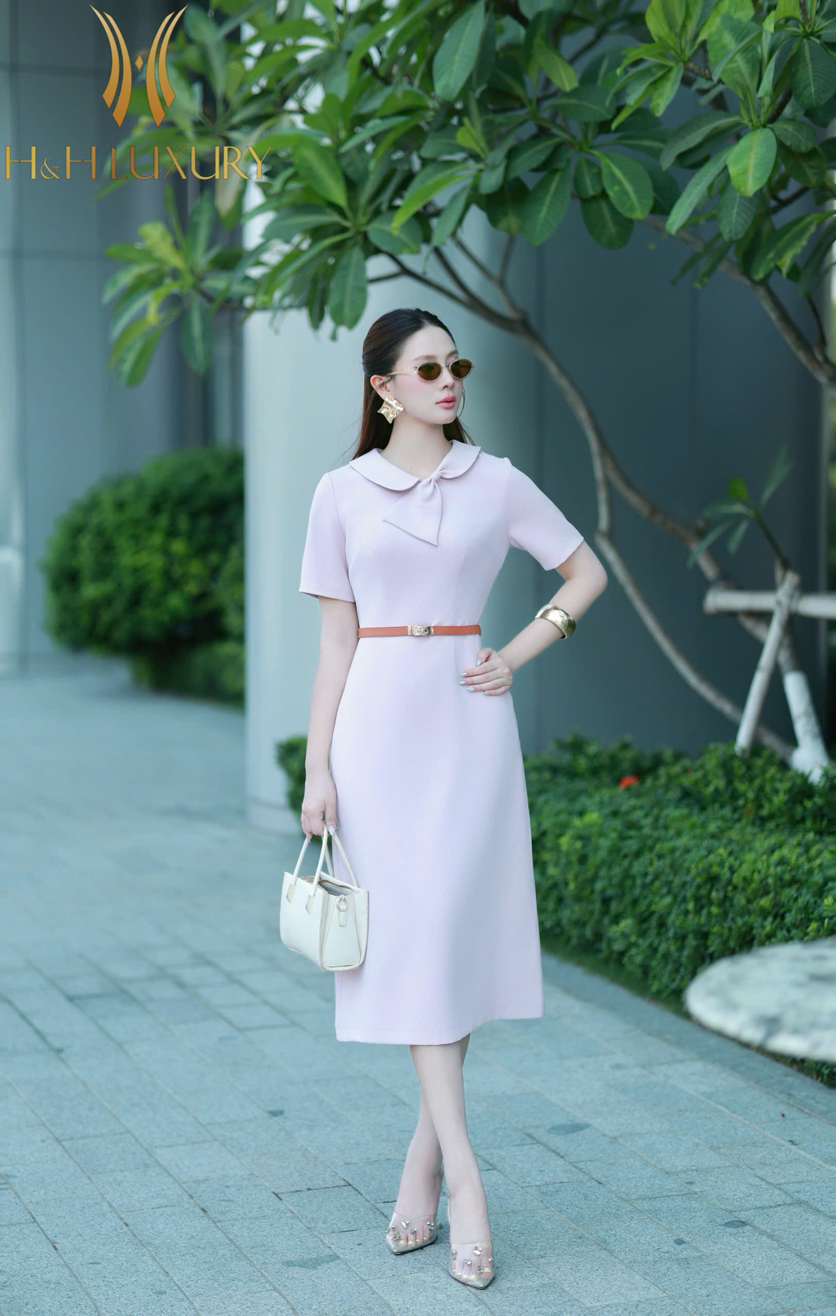 ĐẦM CỔ NƠ DÁNG A HỒNG PASTEL