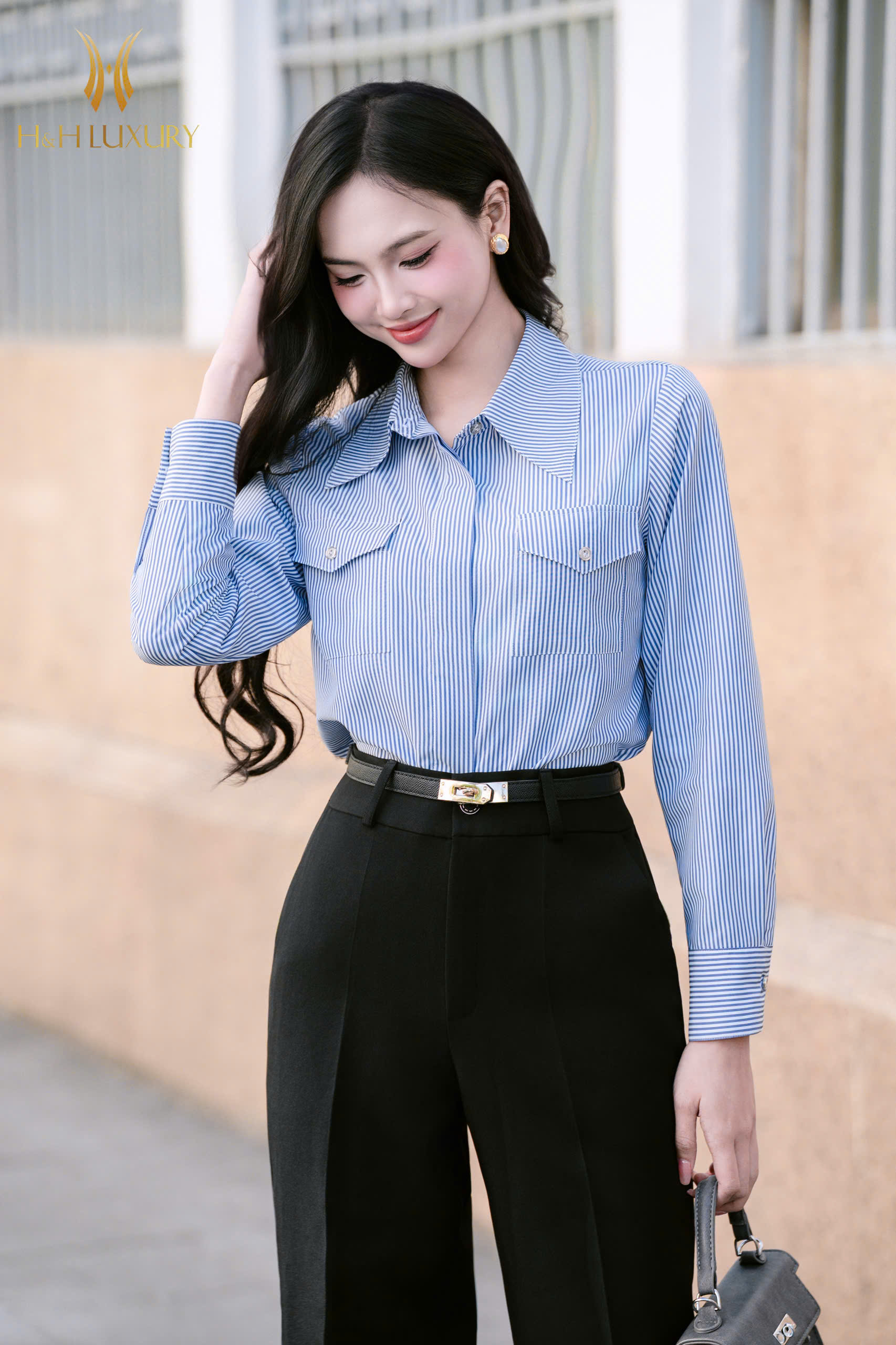 ÁO SƠ MI KẺ XANH 2 TÚI NGỰC