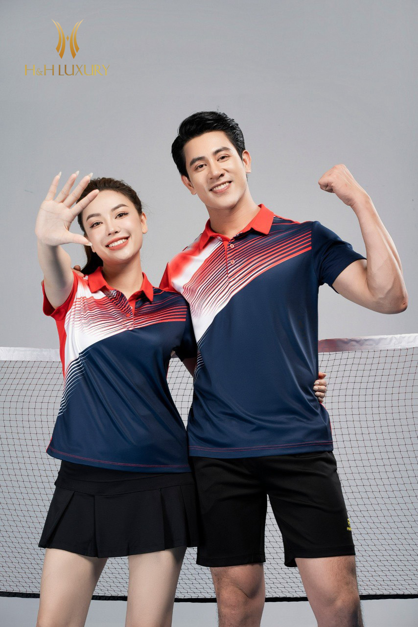 ÁO THỂ THAO NỮ DONEX MÀU ĐỎ PHỐI NAVY VẢI MÈ CARO