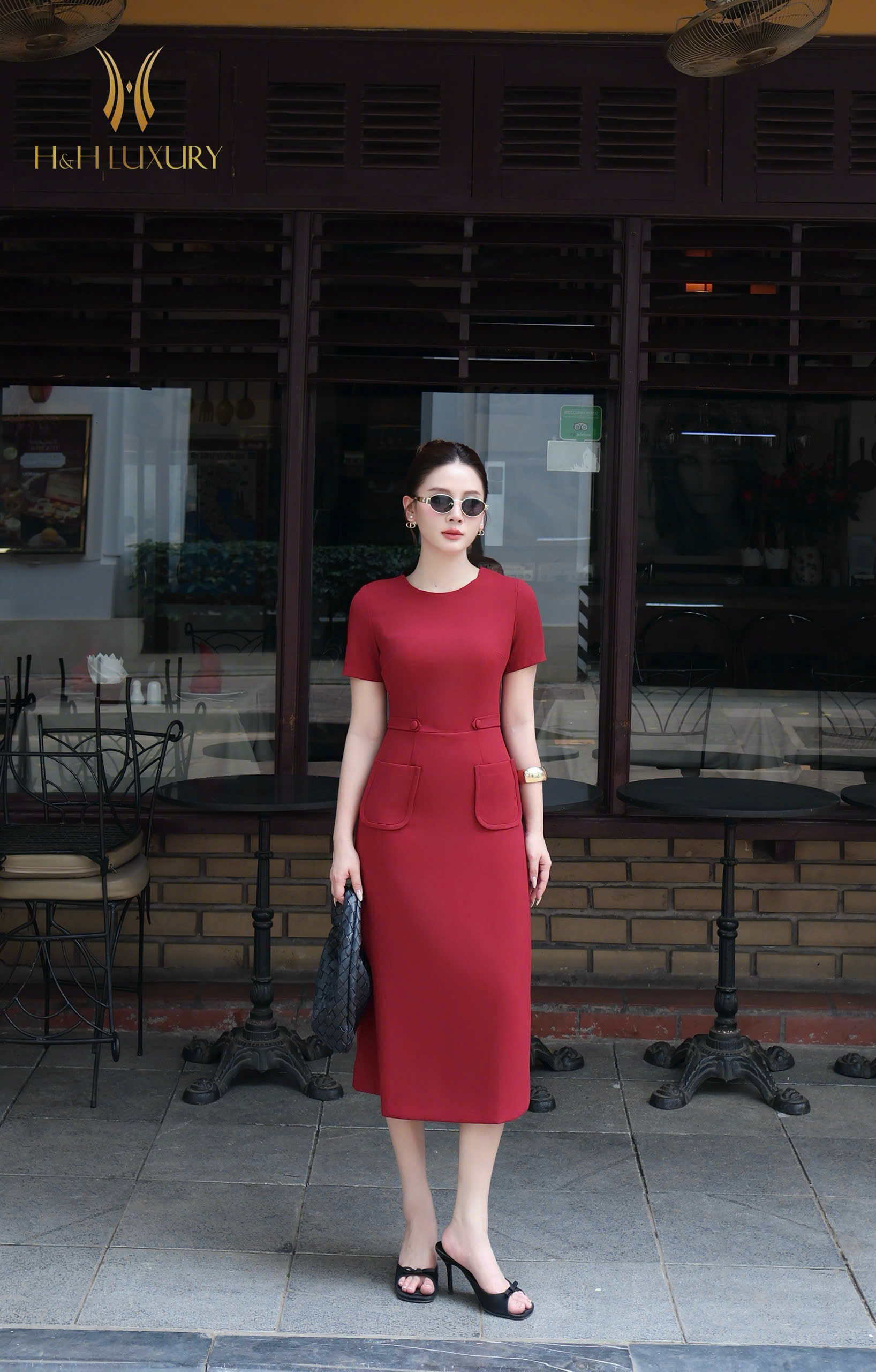 ĐẦM ĐỎ ÔM A CÚC EO HAI TÚI