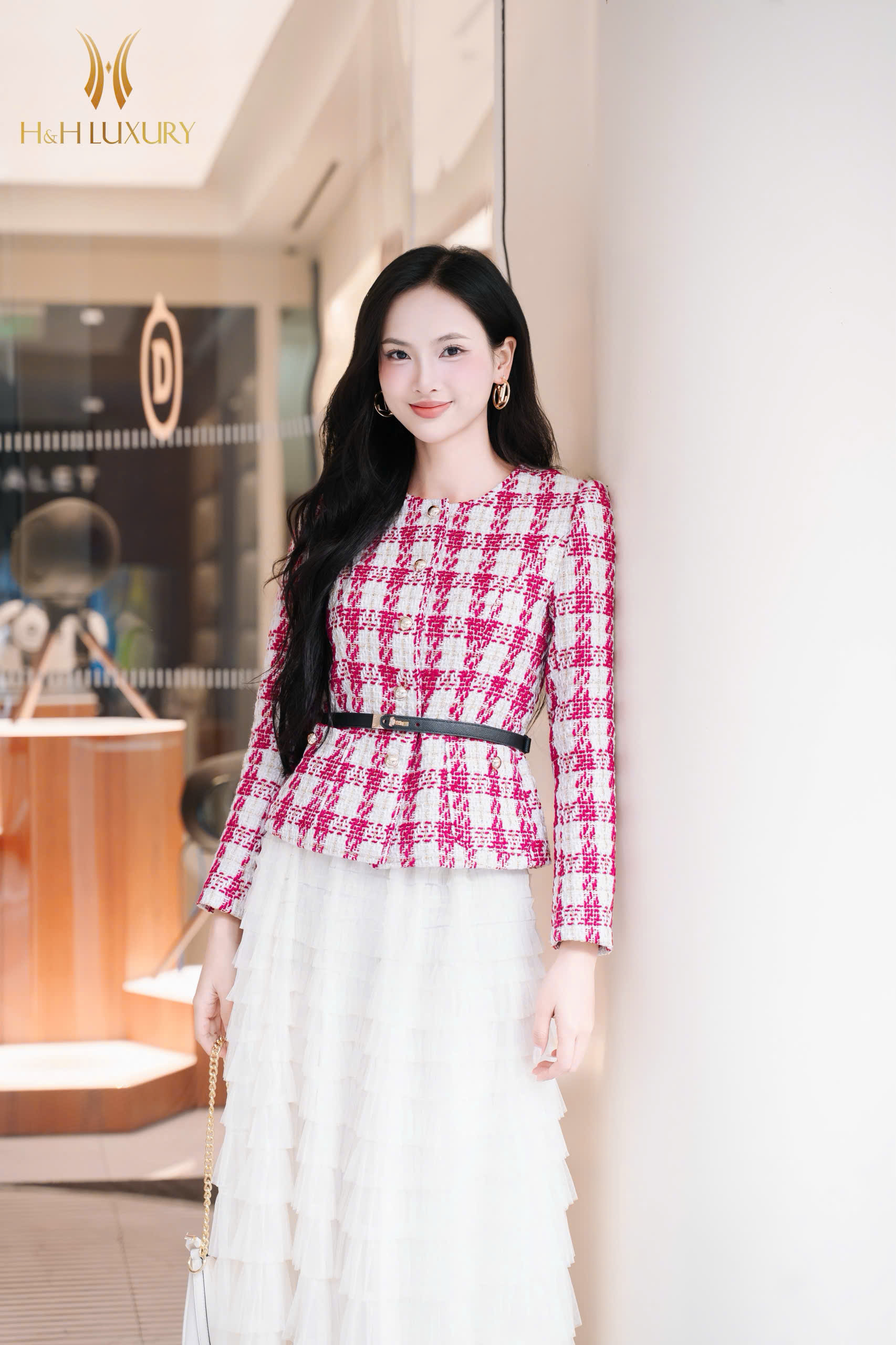 ÁO DẠ TWEED HỒNG FUCHSIA