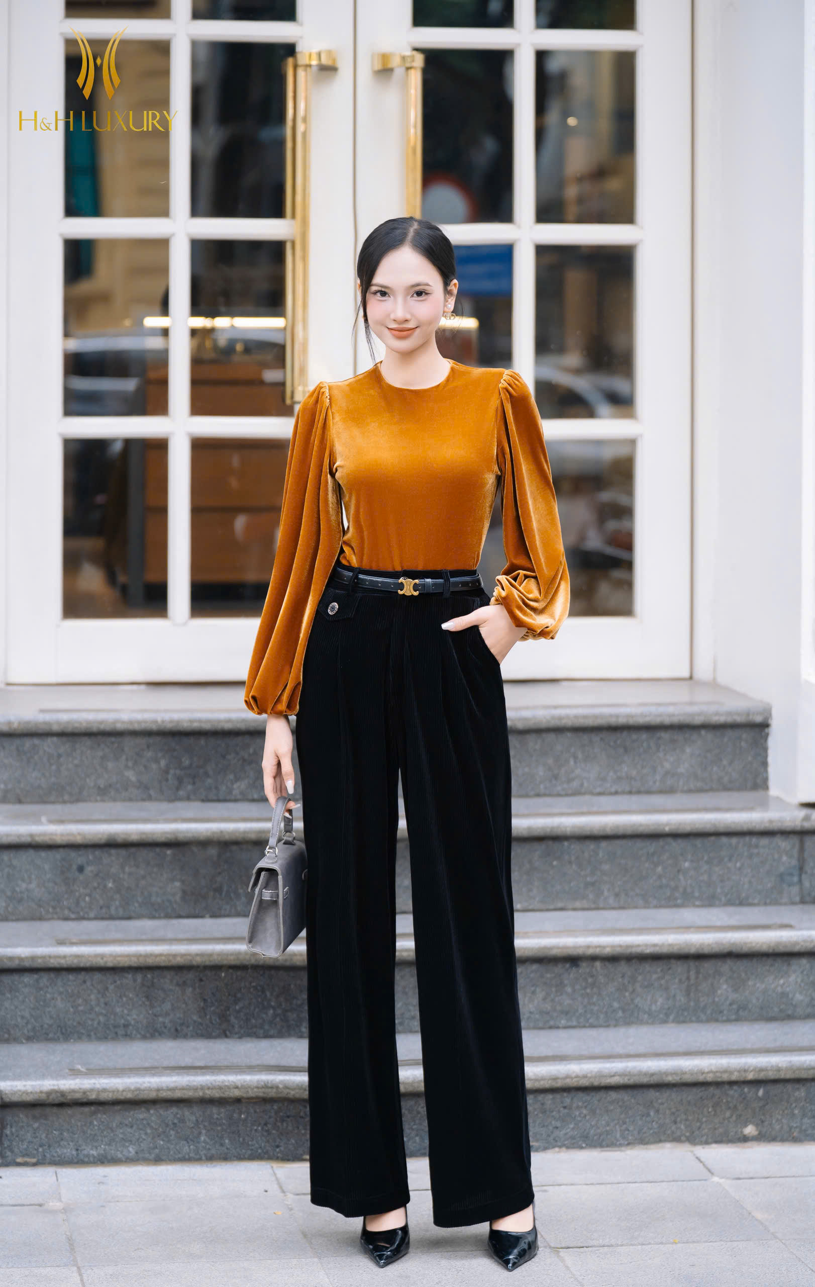 ÁO NHUNG THE NÂU BÒ CO GIÃN