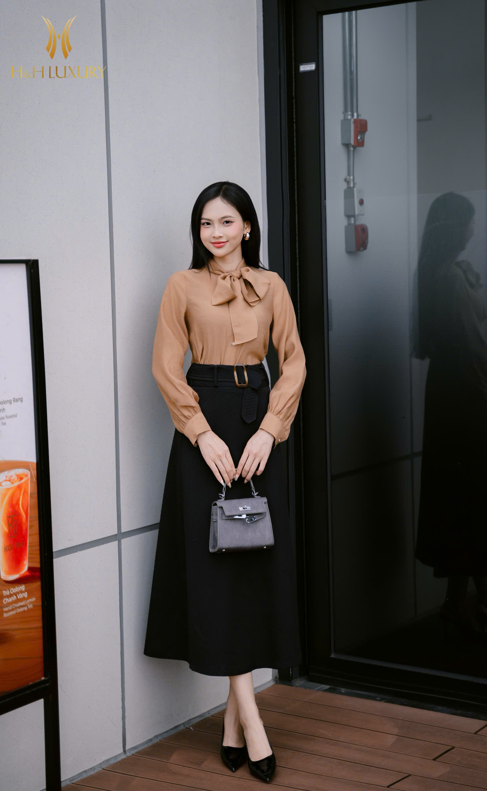 ÁO SƠ MI TẰM NÂU TÂY NƠ CỔ