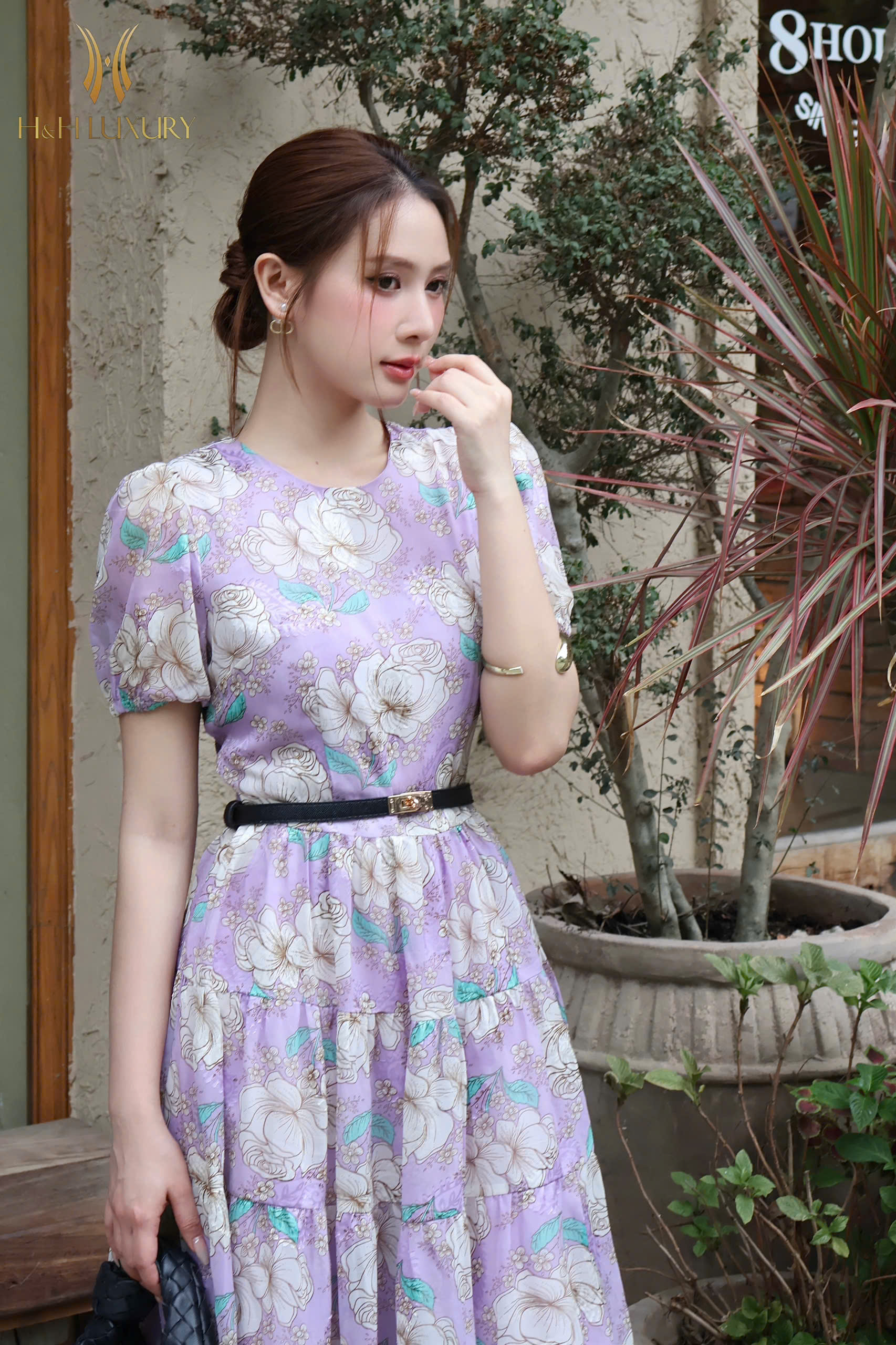 ĐẦM XÒE TƠ TÍM HOA ÉP