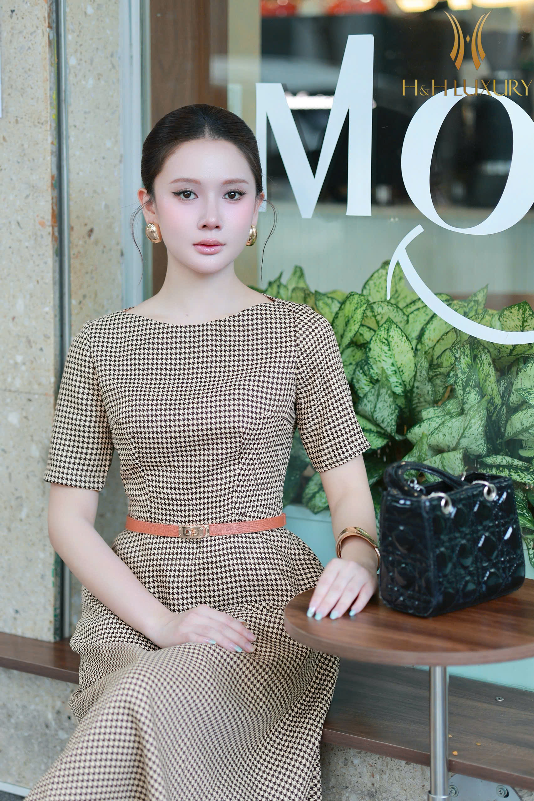 ĐẦM XÒE NÂU TÂY HỌA TIẾT RĂNG SÓI