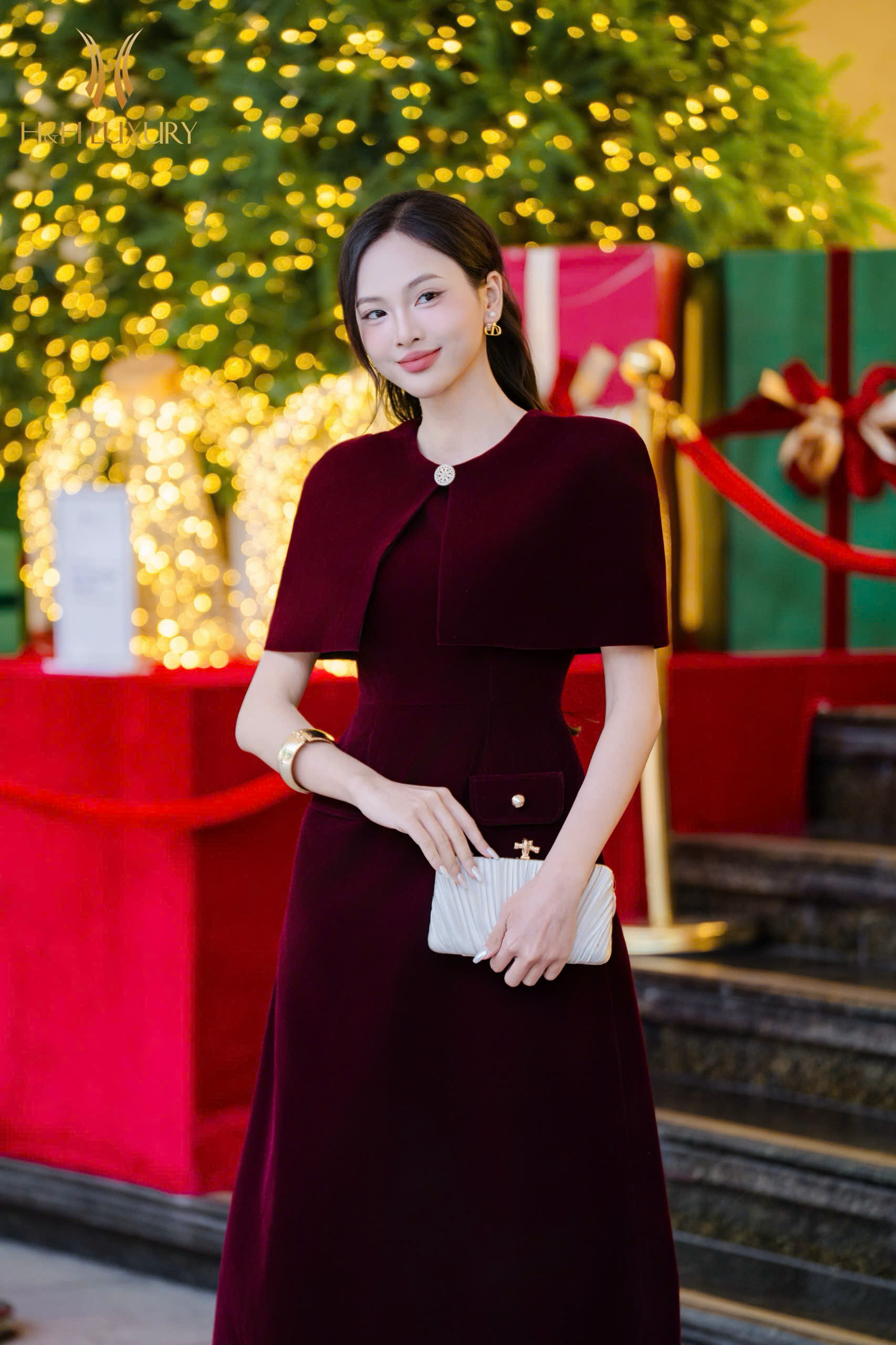 ĐẦM TIỆC NHUNG ĐỎ CHERRY TÀ NGỰC